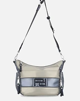 Bolso bandolera en  textil color  plata unisex