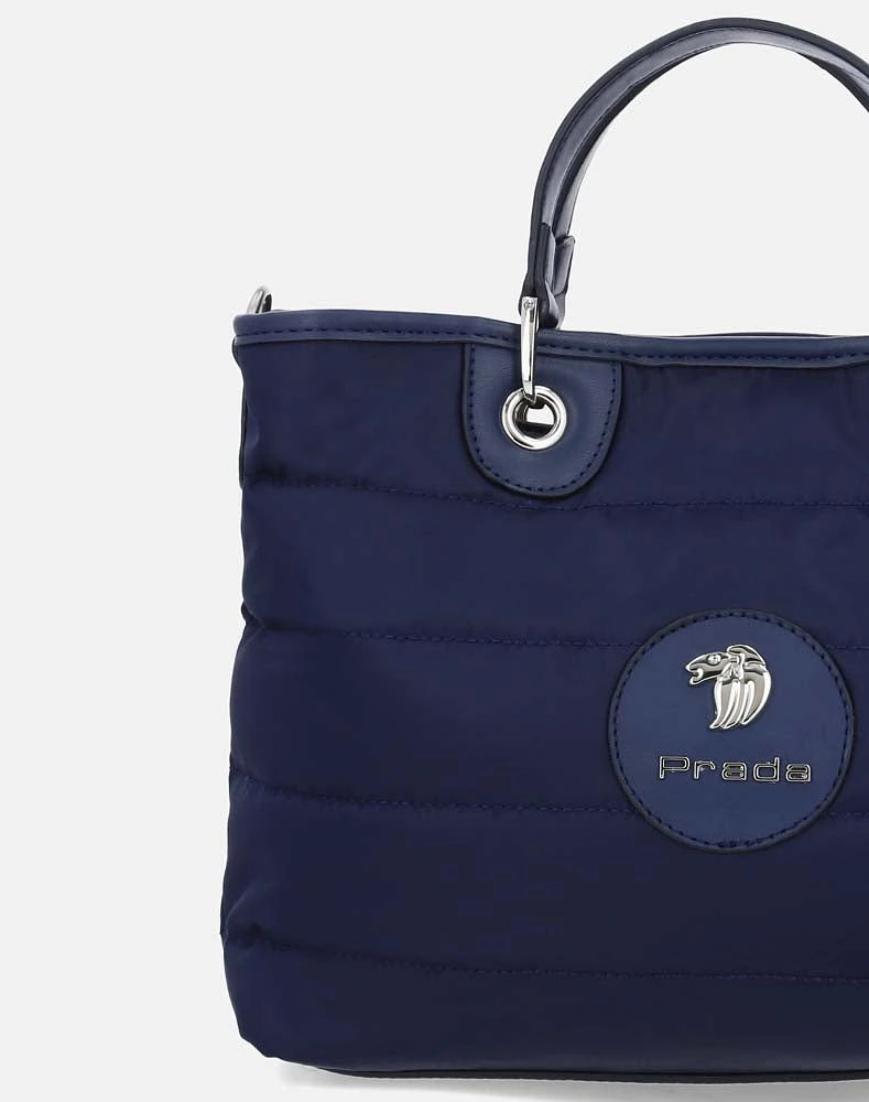 Bolso mini azul logo león prada para mujer