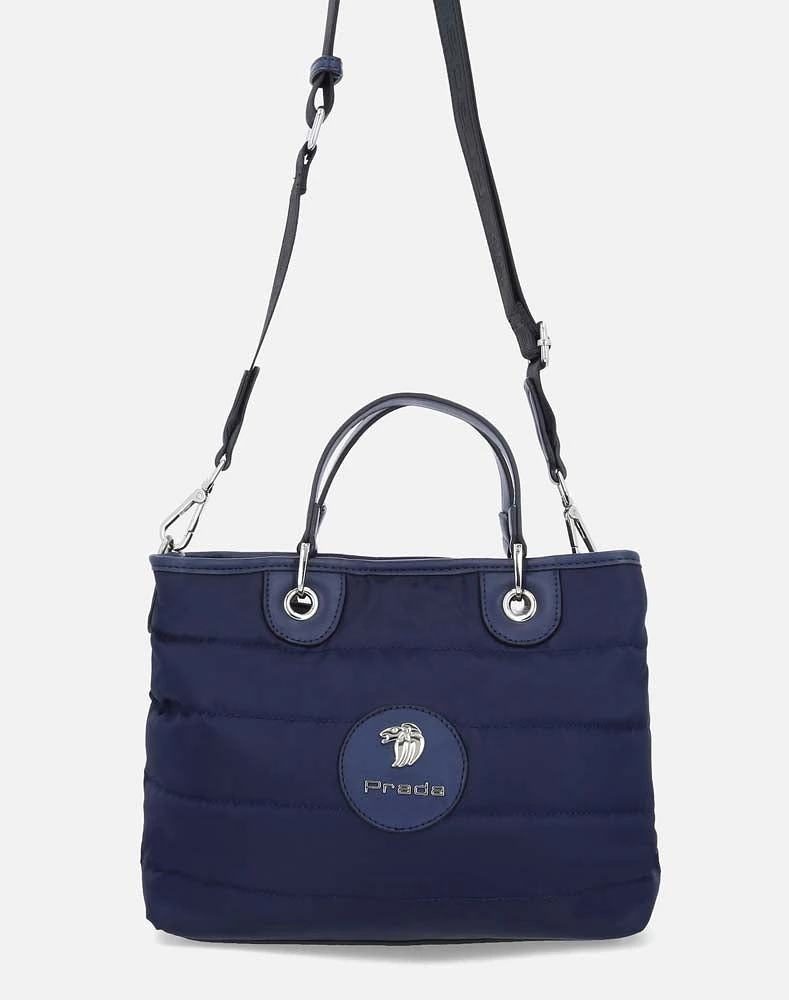 Bolso mini azul logo león prada para mujer