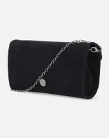 Bolso clutch de ante negra con muñequera de piedrería para mujer