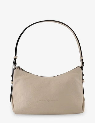 Bolso tipo bandolera en piel color beige para mujer