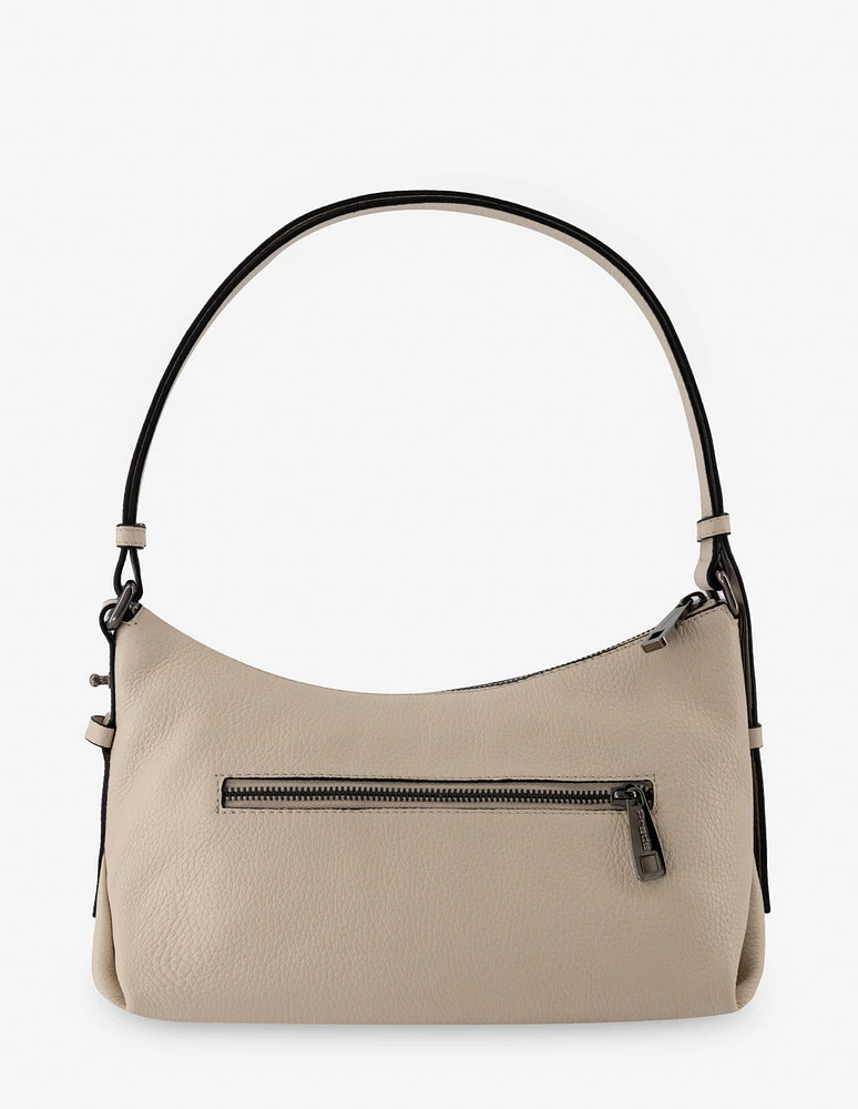 Bolso tipo bandolera en piel color beige para mujer