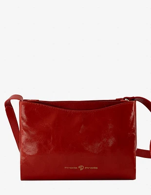 Bolso bandolera piel charol papiro color rojo para mujer