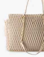 Bolso shopper en piel vegana capitonada color blanco para mujer