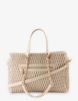 Bolso shopper en piel vegana capitonada color blanco para mujer