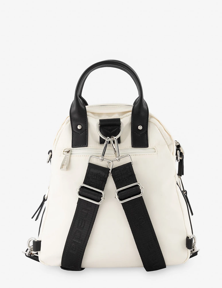 Mochila en nylon color blanco con logo Pd para mujer