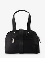 Bolso tipo bowling en nylon color negro con letras Pd para mujer