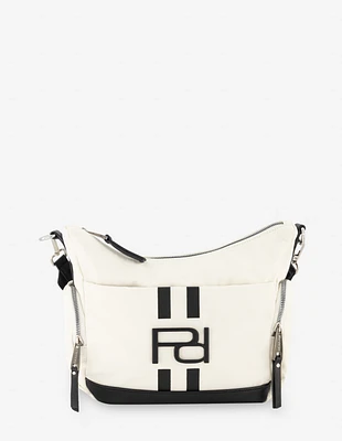 Bolso bandolera en nylon color blanco con letras Pd para mujer