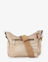 Bolso bandolera en nylon color dorado con letras Pd para mujer