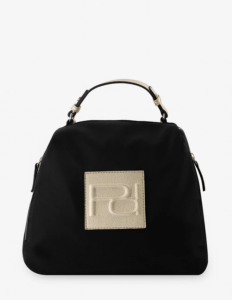 Mochila en nylon color negro con letras Pd para mujer