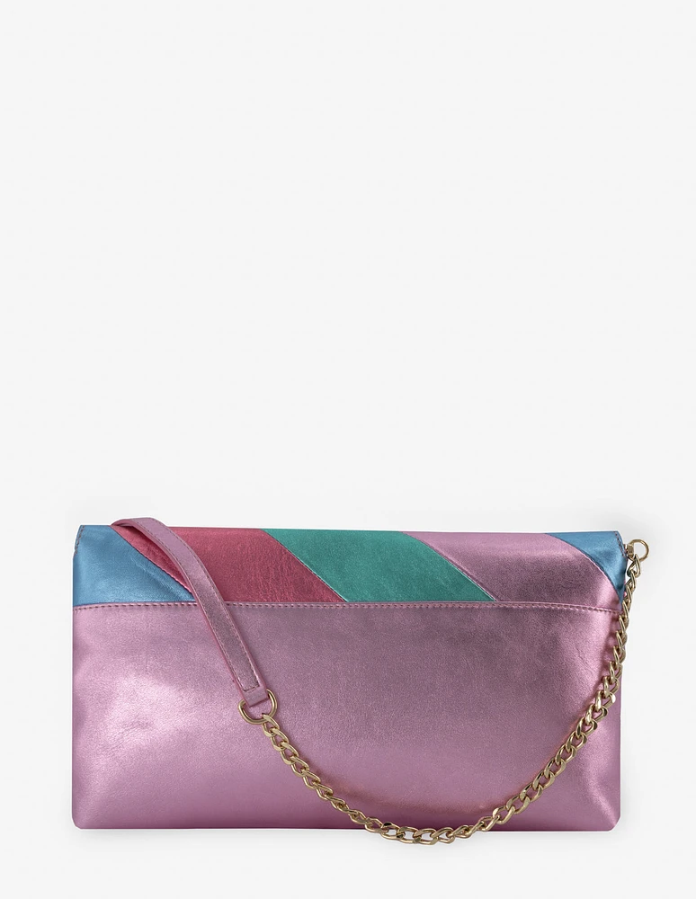 Bolso bandolera en piel metalizada multicolor para mujer