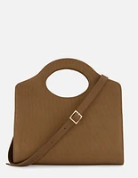 Bolso de mano en piel color cuero para mujer