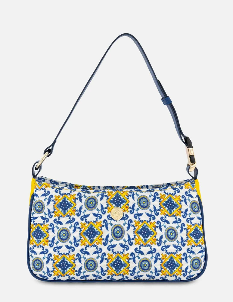 Bolso de hombro en textil con inspiración sartorial y piel multicolor para mujer