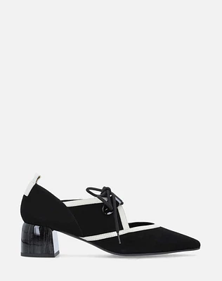 Zapatilla en piel ante color negro con vistas blanco para mujer