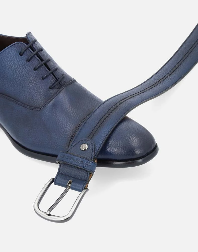 Zapato oxford marino en piel para hombre