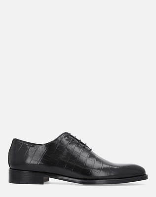 Zapato oxford negro grabado coco para hombre