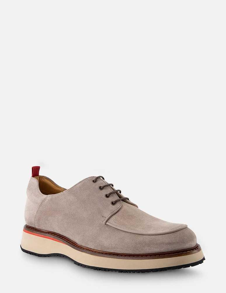 Zapato Blucher en piel ante color gris para hombre