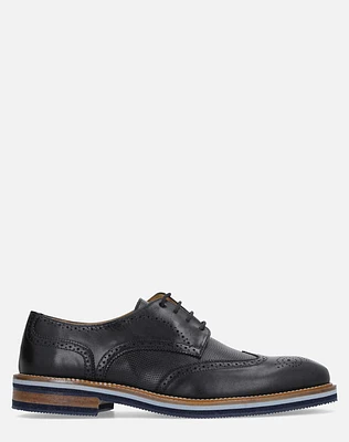 Zapato Blucher negro de piel para hombre