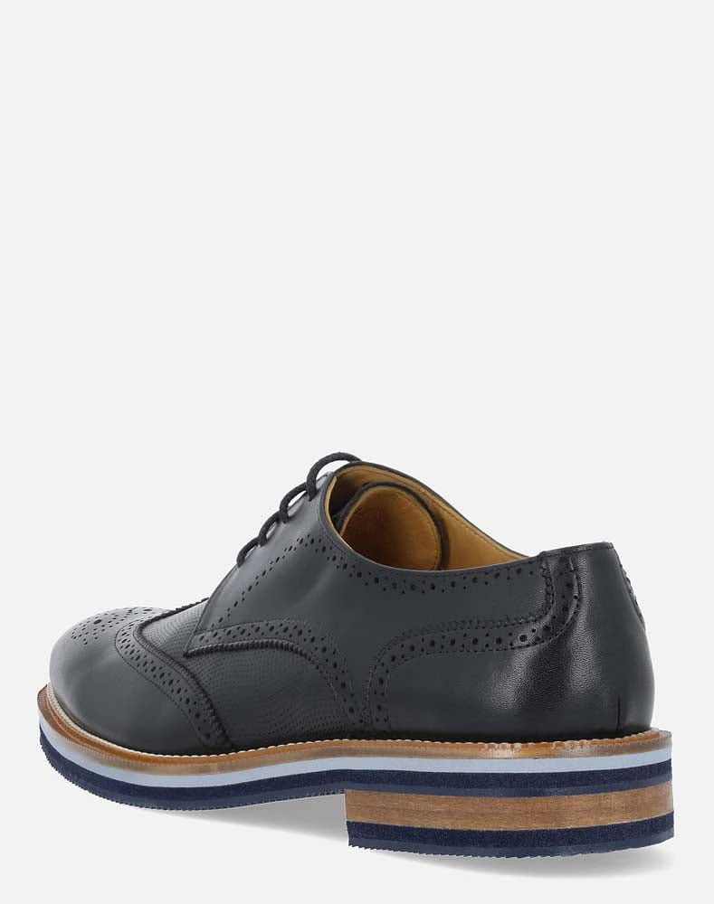 Zapato Blucher negro de piel para hombre