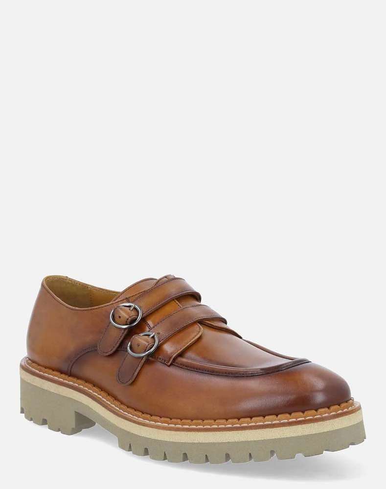 Zapato monk doble hebilla cuero para hombre