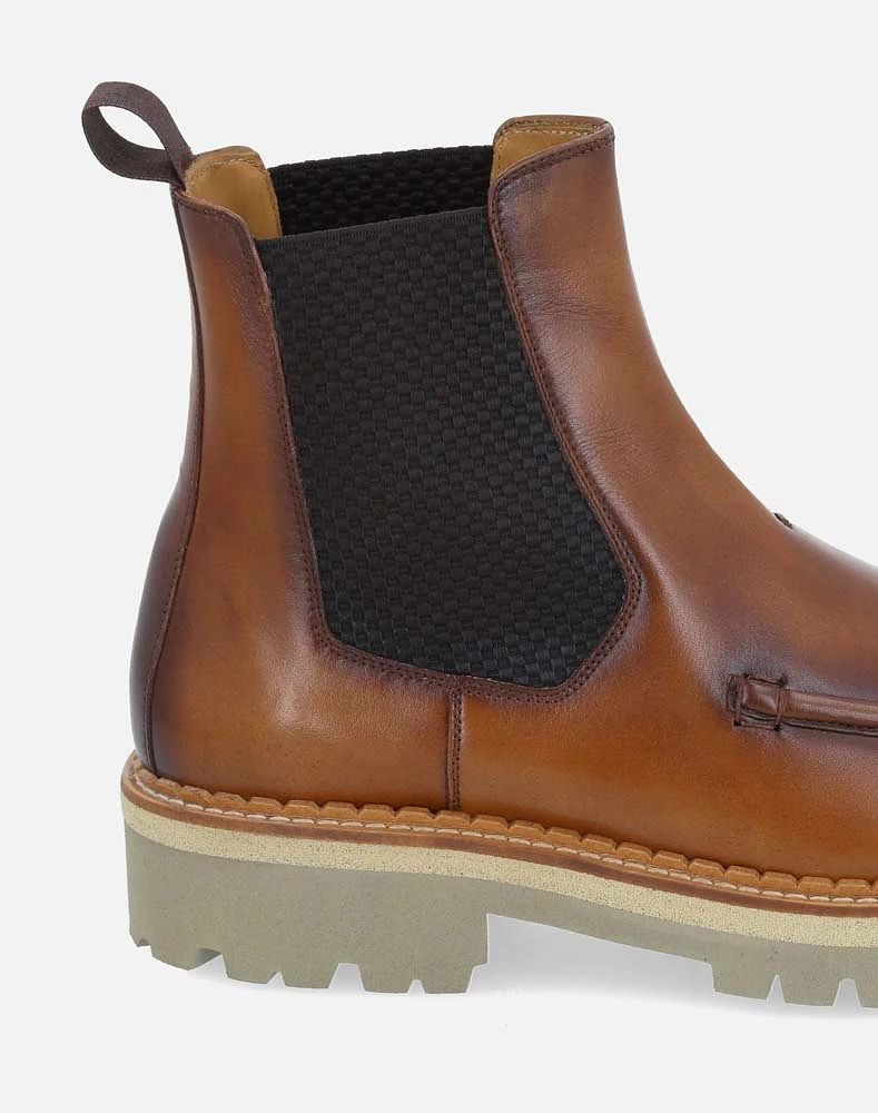 Bota chelsea cuero con bordón para hombre