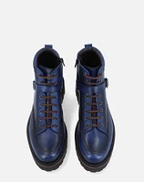 Bota de combate azul para hombre