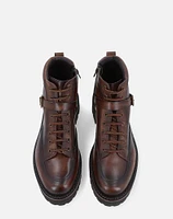 Bota de combate cuero para hombre