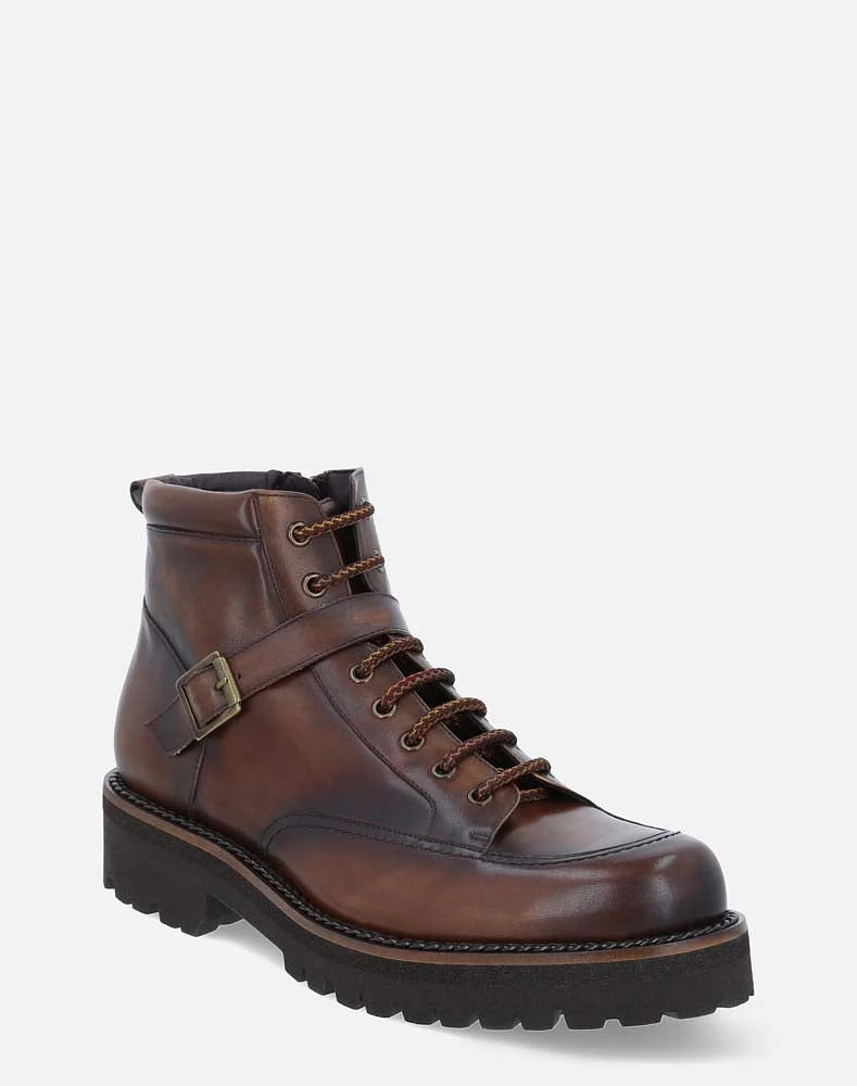 Bota de combate cuero para hombre