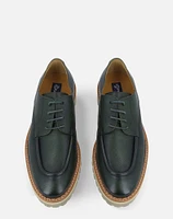 Zapato Blucher verde con bordón para hombre