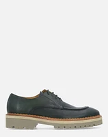 Zapato Blucher verde con bordón para hombre