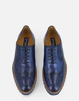 Zapato oxford marino pintado a mano para hombre