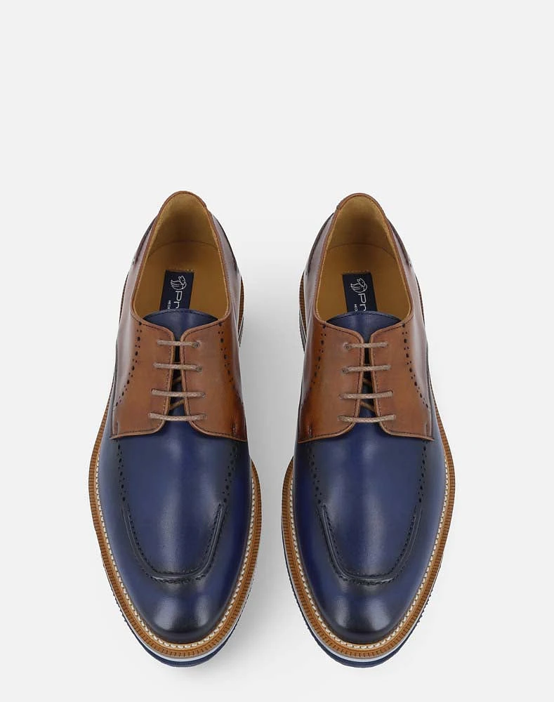 Blucher  bicolor en piel para hombre