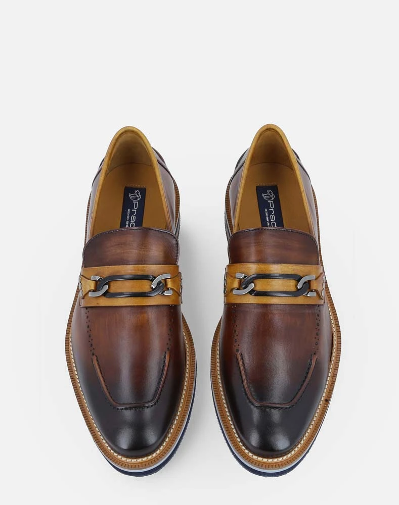 Mocasín caoba en piel para hombre