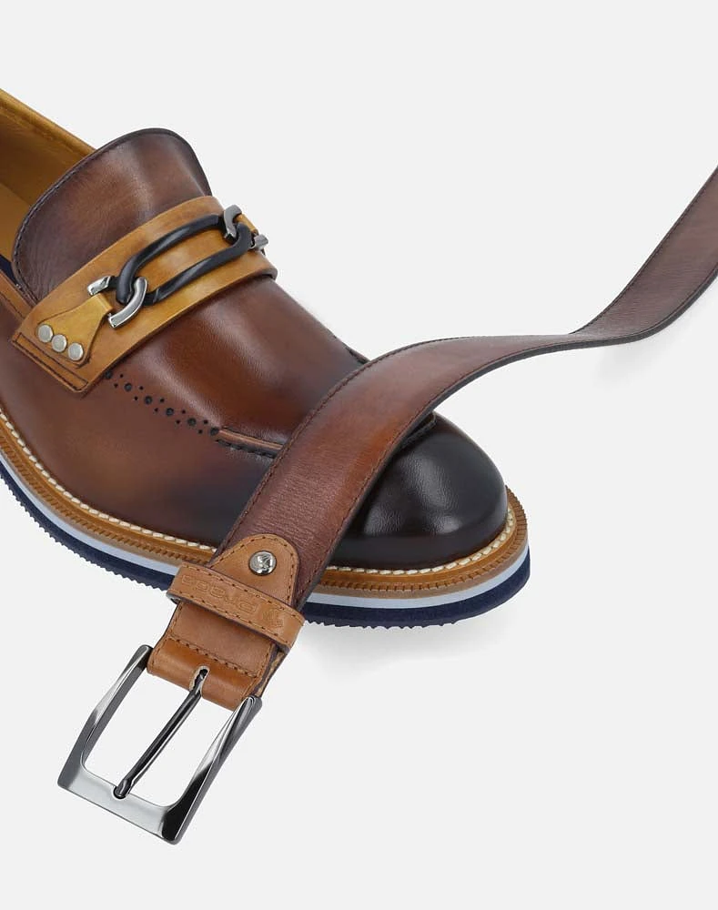 Mocasín caoba en piel para hombre