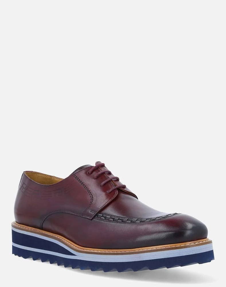 Zapato Blucher vino con grabado Pd para hombre