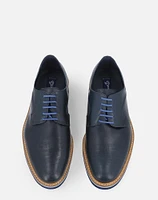 Zapato Blucher marino con grabado Pd para hombre