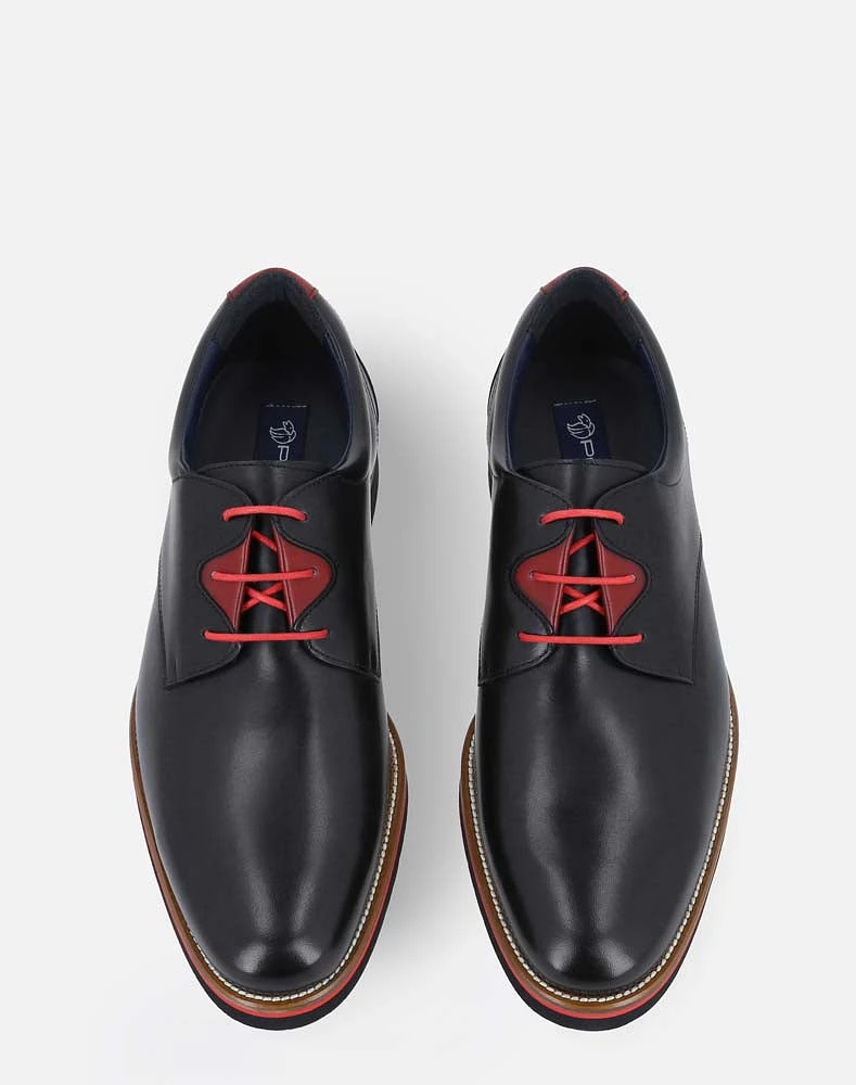 Zapato Blucher negro con contrastes para hombre