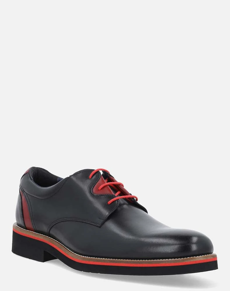 Zapato Blucher negro con contrastes para hombre