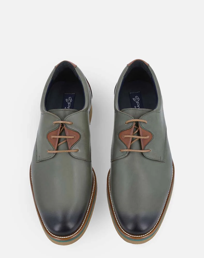 Zapato Blucher kaki con contrastes para hombre