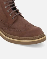 Bota brogue marrón de ante para hombre