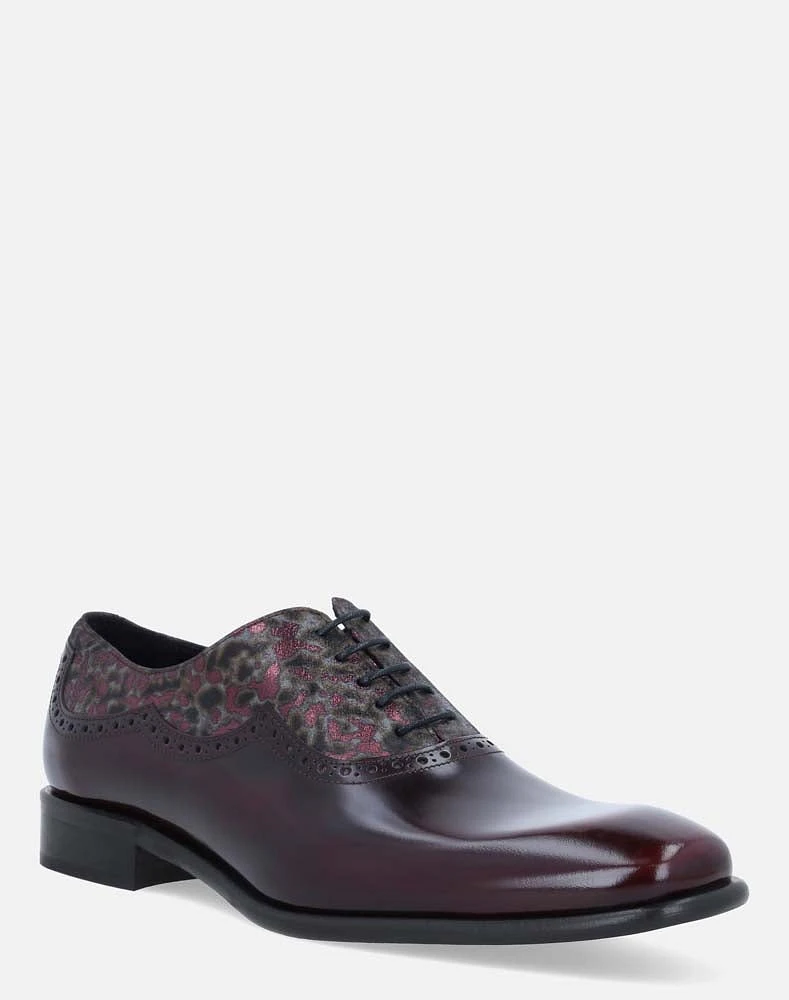 Zapato oxford vino animal print para hombre