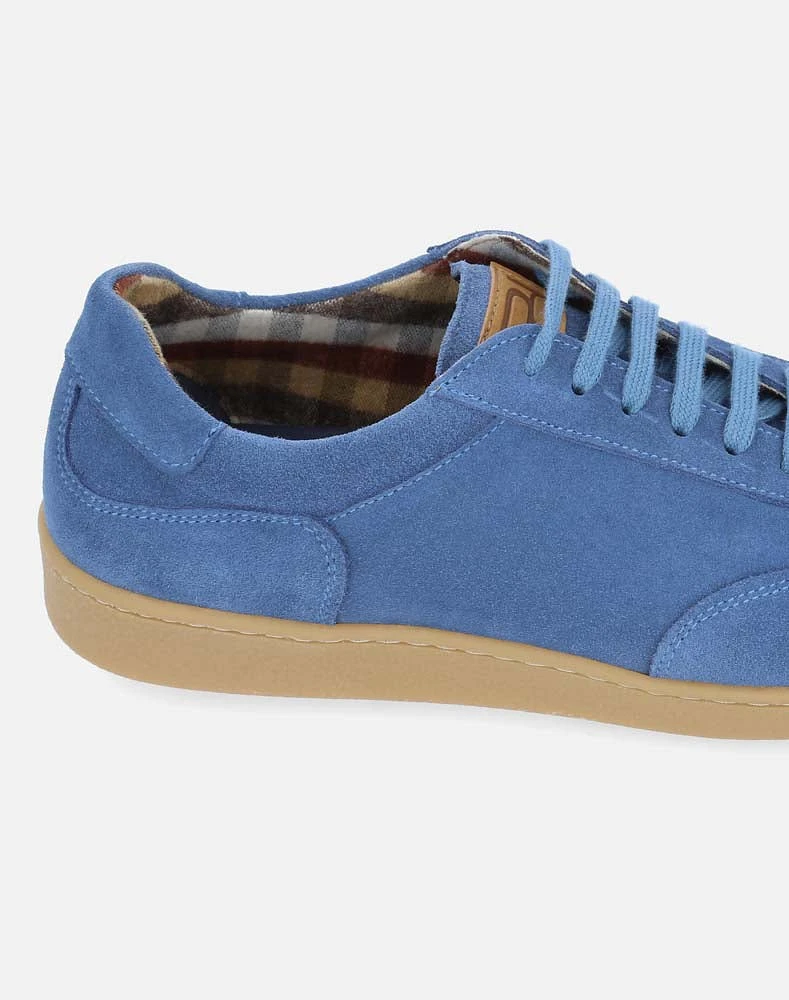 Tenis deportivo azul de ante para hombre