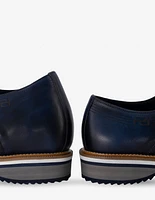 Blucher en piel trenzada color azul para hombre