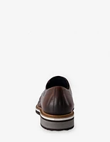 Blucher en piel trenzada color caoba para hombre