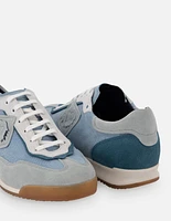 Tenis en textil y piel ante color azul para hombre