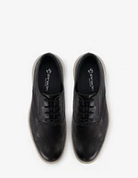 Oxford en piel con picado color negro para hombre