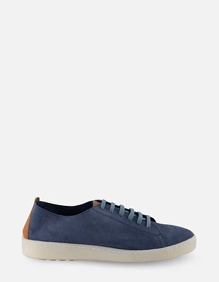 Tenis en piel ante color azul con letras Pd para hombre