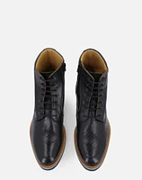 Bota de cordones +SIE7E negra grabada para hombre