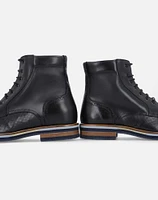 Bota de cordones +SIE7E negra grabada para hombre