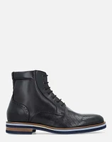 Bota de cordones +SIE7E negra grabada para hombre